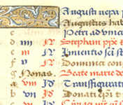 Chew Psalter: France, s. XV 3/4. MS 28.
4v: Calendar